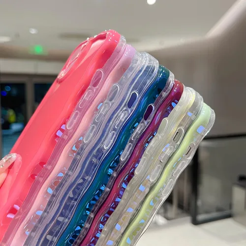 Miniatura 60 de FABSPARK Funda para iPhone 14 Pro Max, bonita funda colorida con láser, retro, exquisita, rizada, borde ondulado, protector estético de TPU suave
