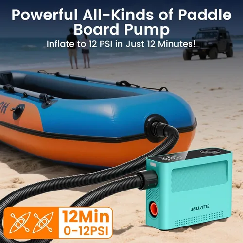 Miniatura 5 de Electric Paddle Board Pump 150PSI - 4X Faster SUP Pump, Auto Air Compressor for SUP, Car Tires, Bike, Ball, Kayak, Tent, Float