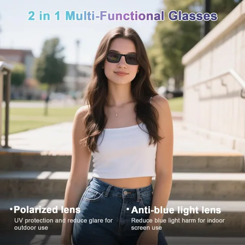 Miniatura 4 de Lentes inteligentes para mujeres y hombres, gafas de luz azul Bluetooth con lentes de sol polarizadas UV400 adicionales, compatibles