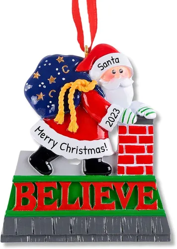 Miniatura 12 de Adorno personalizado para árbol de Navidad 2024 – Adorno de Navidad de la segunda Navidad de Papá Noel 2024 esperando para árbol de Navidad, adorno