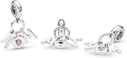 Miniatura 2 de MiniJewelry - Colgante de plata de ley para pulseras con texto en inglés "I love you