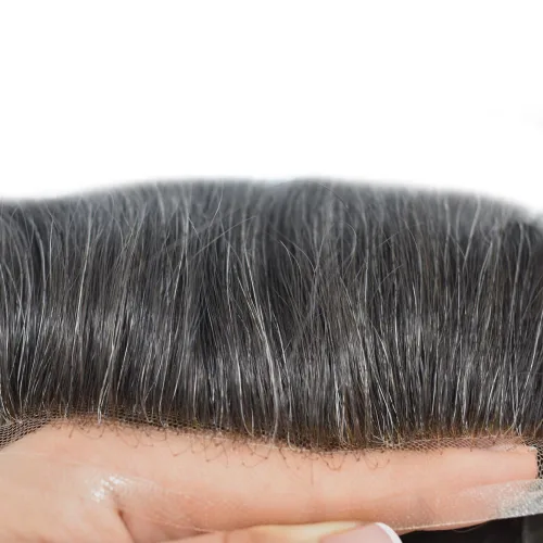 Miniatura 6 de Toupee para hombres, pieza de cabello humano real, sistema de reemplazo de encaje suizo suave para hombre, pieza de pelo de tupé, protesis capilar