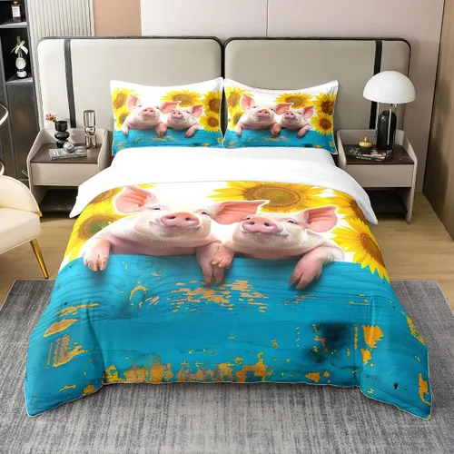 Miniatura 32 de Funda de edredón de pingüino de algodón puro completa kawaii funda de edredón de pingüino antártico juego de ropa de cama de animales para niños