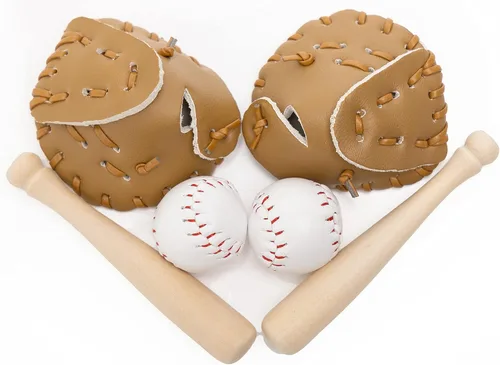 Accesorios para casa de muñecas en miniatura, juego de bate de béisbol deportivo, guante y pelota para mini, casa de muñecas, cocina, jardín,