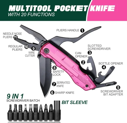 Miniatura 2 de Relleno de calcetines para mujeres - Regalos para mujeres esposa mamá hermana, Cuchillo multiherramienta Pin'k - Regalos para mujeres para Navidad
