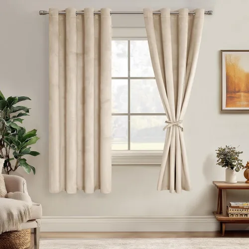 Miniatura 161 de JIUZHEN - Cortinas de terciopelo gris de 63 pulgadas opacas para sala de estar - Cortinas gruesas de terciopelo con ojales para ventana