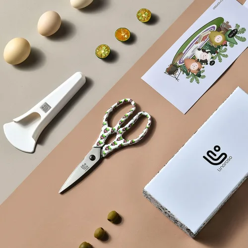 Miniatura 8 de Linoroso Tijeras de Cocina Resistentes Tijeras de Cocina con Soporte Magnético Hechas con Acero Japonés 4034, Tijeras de Cocina Multipropósito Ultra