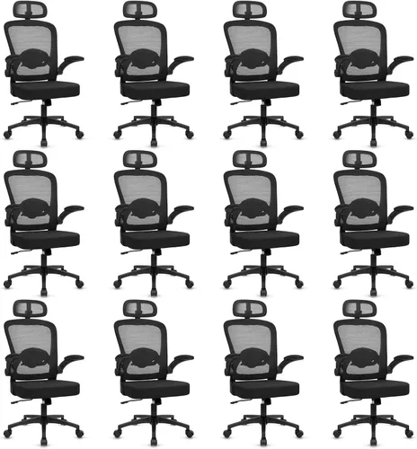 Miniatura 10 de KLASIKA Sillas de escritorio de oficina con ruedas, silla ergonómica de malla con soporte lumbar de altura ajustable, silla giratoria
