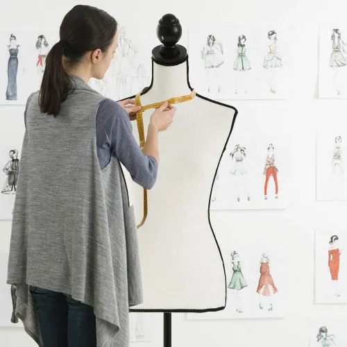 Miniatura 3 de Dkeli maniquí de torso femenino con soporte trípode de madera, altura ajustable de 60"-67", apto para clavar alfileres, para exhibición de joyería