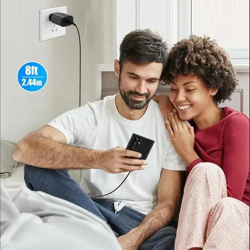 Miniatura 3 de Cargador súper rápido tipo C, bloque de cargador de pared rápido USB C de 25 W y cable de carga rápida súper largo de 8 pies para Samsung Galaxy