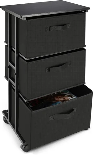Miniatura 10 de MAX Houser Cómoda para dormitorio con 2 cajones, cómoda ancha de cajones, cómoda de tela, unidad organizadora de almacenamiento con contenedores