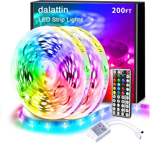 Miniatura 8 de Dalattin - Tira de luces LED para dormitorio de 25 pies, kit de tiras de luces LED RGB 5050 con cambio de color, control remoto de 44 teclas