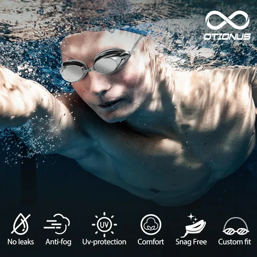 Miniatura 2 de Gafas de natación para adultos, hombres, mujeres y jóvenes, con correa elástica, gafas de natación sin tirones de pelo espejo/lentes transparentes