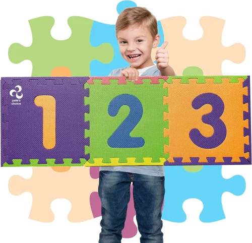 Tapete seguro de números no tóxico, grueso y suave, de 0 a 9, 10 azulejos, aprendizaje temprano de matemáticas, los niños aprenden y juegan con