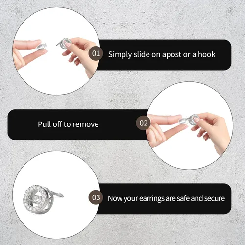 Miniatura 9 de Nkwuire 12 Estilos 600 Piezas Respaldos de Aretes para Pendientes, Respaldos de Aretes de Plástico Transparente Hipoalergénicos de Metal Caucho