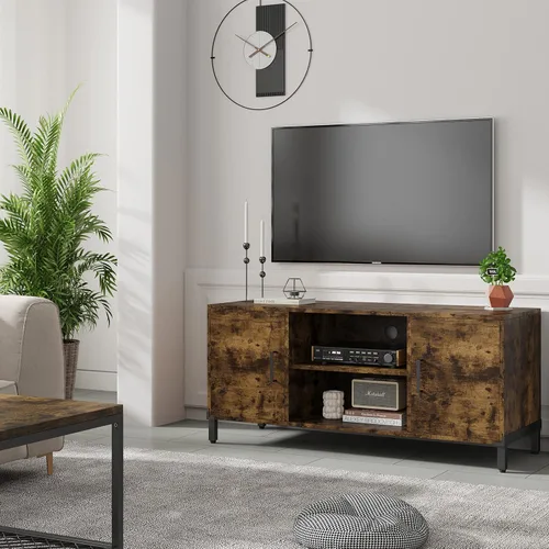 Miniatura 11 de Novilla Soporte de TV para televisores de hasta 50 pulgadas, moderno centro de entretenimiento con puerta de granero, mesa de TV con estante