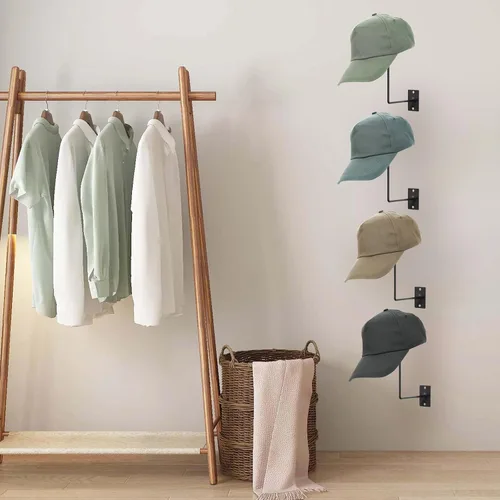 Miniatura 6 de TiciKim Paquete de 4 soportes de metal para sombreros de vaquero, colgador de sombreros de pared para exhibición en la pared, organizador