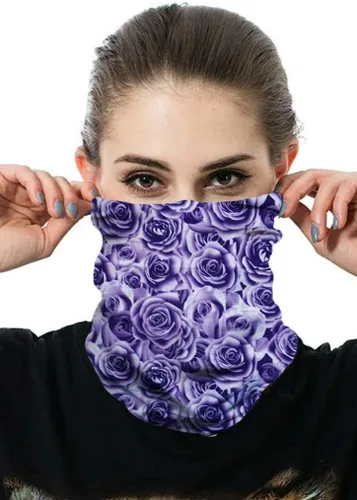 Bandana unisex multifuncional sin costuras, bufanda para el cuello, gorro, mascarilla para la cara. B Rosas Violeta