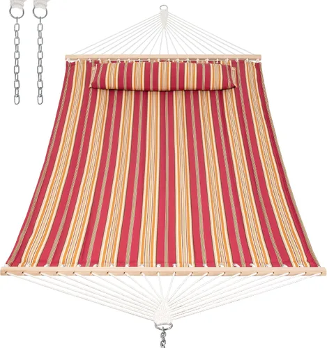Miniatura 26 de ANOW Hamaca doble con combo de soporte de acero resistente de 12 pies, hamaca acolchada para 2 personas con soporte para exterior, capacidad