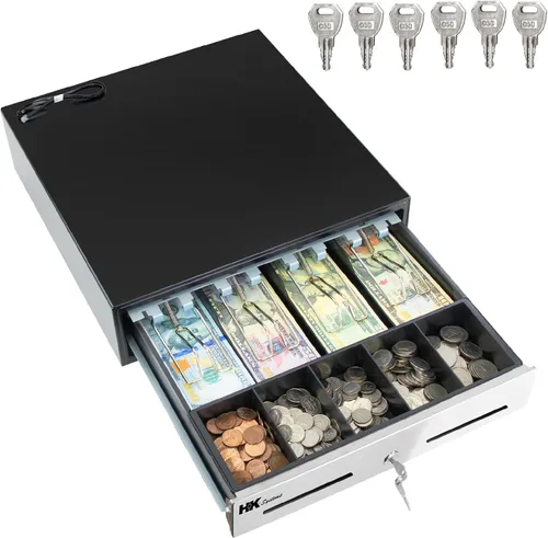Miniatura 12 de HK SYSTEMS Cajón de efectivo negro resistente frontal de 16 pulgadas "acero inoxidable" con 5Bill/5Coin