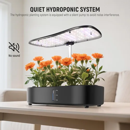 Miniatura 4 de NEEWER Basics - Kit de sistema de cultivo hidropónico con luz LED para plantas, 3 modos de crecimiento/12 vainas/temporizador/LCD/bomba silenciosa