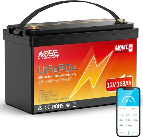 Miniatura 9 de Batería de litio LiFePO4 de 12 V 100 Ah con Bluetooth, BMS integrado, protección a baja temperatura, más de 5000 ciclos, celdas de batería