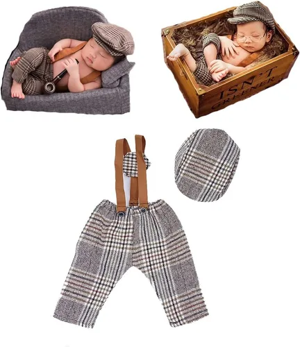 Miniatura 10 de Conjunto de mameluco de ganchillo para bebé recién nacido, para sesión de fotos, boinas de punto 3 Blue
