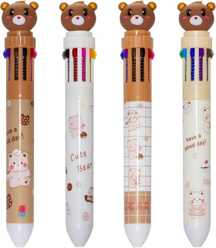 Miniatura 9 de Heliar Bolígrafo multicolor de 0.028 in, bolígrafos de colores 10 en 1, bolígrafos retráctiles de animales para oficina, suministros escolares