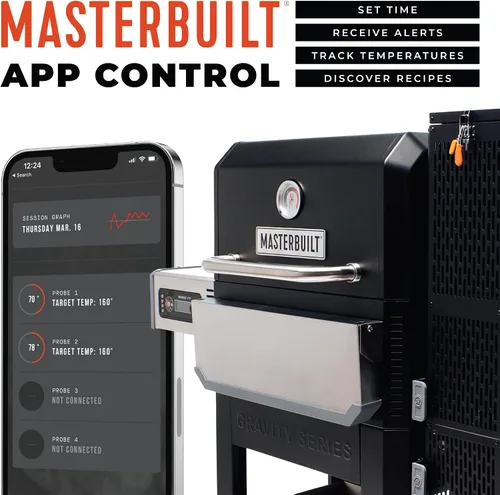 Miniatura 5 de Masterbuilt Gravity Series 800 Parrilla ahumadora - Parrilla de carbón más inserto de plancha, control digital, conectividad de aplicaciones, 800