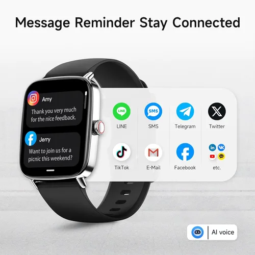 Miniatura 2 de Reloj inteligente para hombres y mujeres, reloj inteligente de 1.85 pulgadas (1.811 in) compatible con iPhone/Samsung/Android