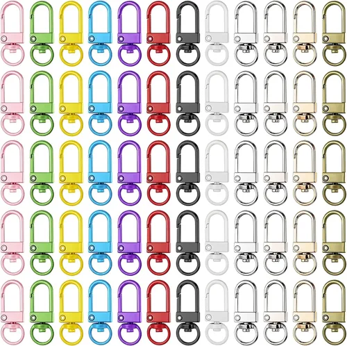 36 piezas de coloridos cierres de pinza de langosta de metal, cordones giratorios, correa de ganchos de gatillo con llaveros, accesorios de
