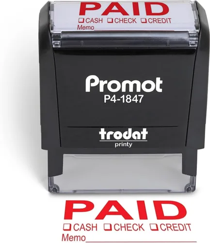 Promot Sello de pago autoentintado – Sello pagado para oficina, sello de cuentas por pagar con tipo y nota – Sellos de goma para uso minorista,