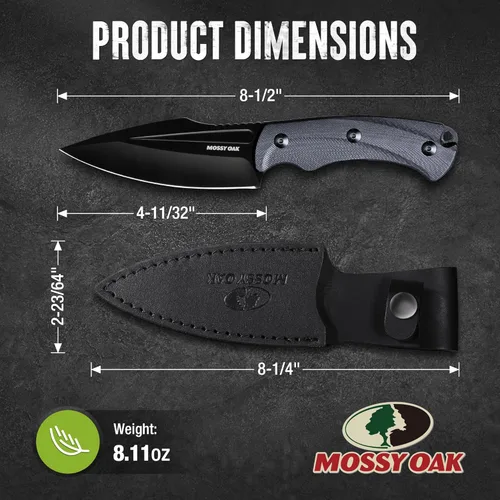 Miniatura 2 de MOSSY OAK Cuchillo de caza con funda, cuchillo de hoja fija de espiga completa de 8.5 pulgadas, cuchillos al aire libre para supervivencia, Mango
