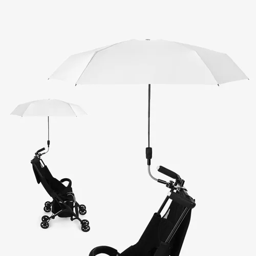 Miniatura 4 de Sombrilla de playa con abrazadera en el paraguas, ligera, plegable de 35.4 in de diámetro, sombrilla para silla de patio, muebles de exterior, Beige