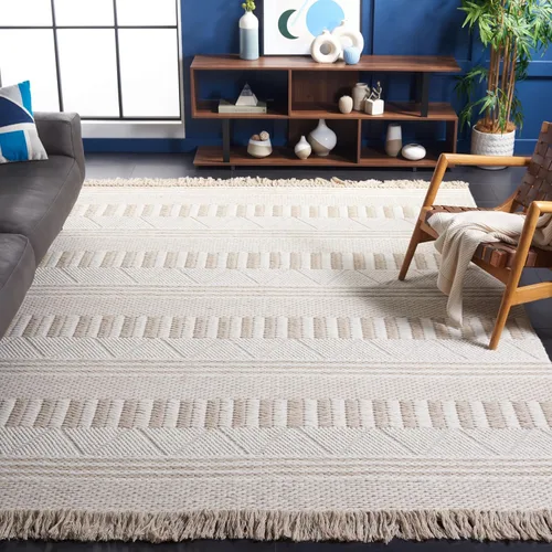 Miniatura 10 de SAFAVIEH Natura Collection - Alfombra de pasillo de 8 pies, color marfil y gris topo, diseño moderno, ideal para zonas de alto tráfico en pasillo