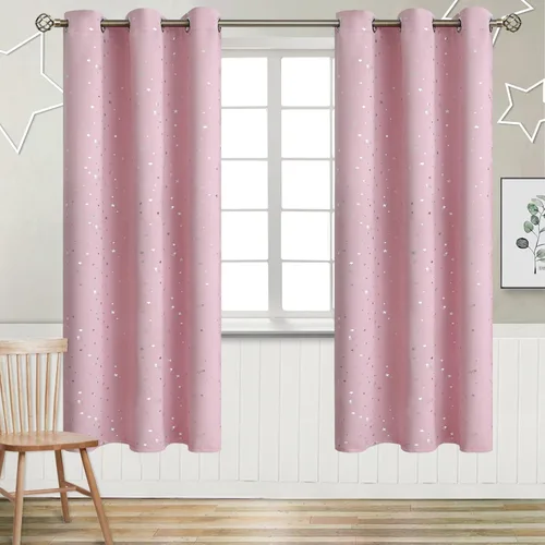 Miniatura 126 de BGment Cortinas opacas para dormitorio infantil, con aislamiento térmico, con ojales, estampado de estrellas plateadas, cortinas para oscurecer