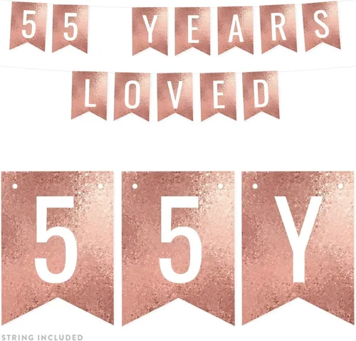 Miniatura 10 de Andaz Press Pancarta decorativa de mosaico con purpurina de oro rosa para fiesta de cumpleaños, 100 años de amor, aproximadamente 5 pies, 1 juego