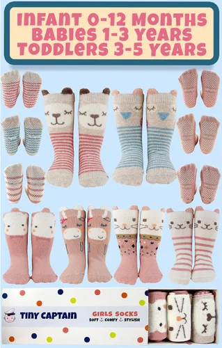 Miniatura 6 de Tiny Captain Calcetines antideslizantes para bebés y niñas pequeñas con diseño de animales para recién nacidos, bebés y niños pequeños