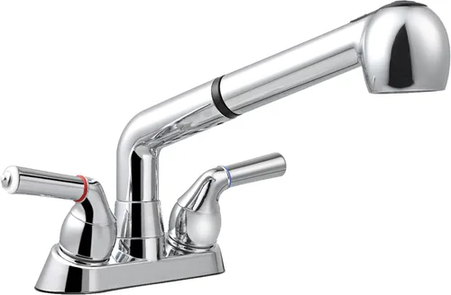 Miniatura 9 de Grifo de lavabo utilitario, grifo de lavadero con rociador extraíble, grifo de plástico ABS, centro de 4 pulgadas, instalación de 3 agujeros,