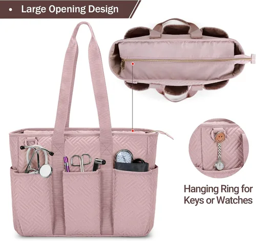 Miniatura 3 de Fasrom Bolsa de mano para enfermeras de trabajo, bolsa clínica para estudiantes de enfermería y personal de atención médica en el hogar, rosa
