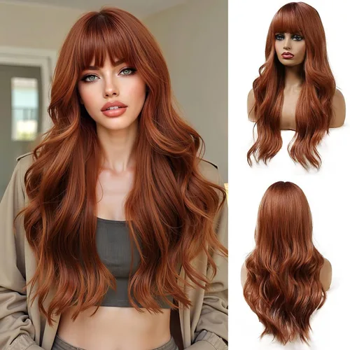 Miniatura 11 de Esmee Pelucas largas y onduladas para mujer, cabello sintético natural, resistente al calor, para uso diario y fiestas, cosplay, 24 pulgadas