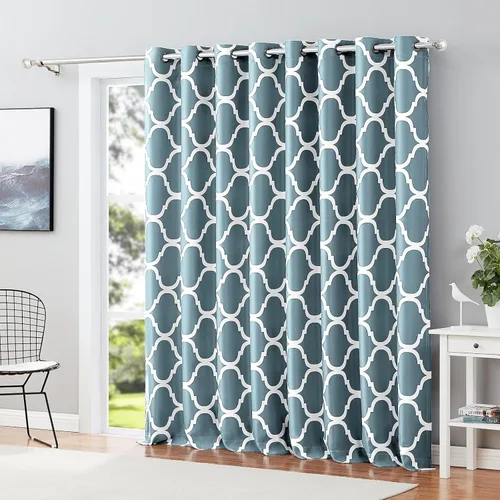 Miniatura 59 de Melodieux - Cortina opaca con aislamiento térmico y ojales, de estilo marroquí, 100 x 84 pulgadas, color gris (1 panel)