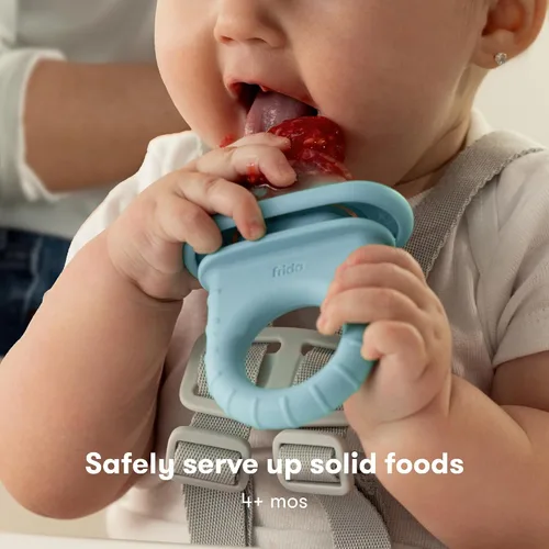 Miniatura 2 de Frida Baby Comedero Push Pop, alimentador de frutas para bebés + juguete de dentición Get-A-Grip Chupete de Comida de Silicona 100% Grado