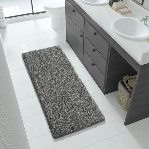 Miniatura 155 de Yimobra Alfombra de baño de felpa esponjosa, súper lanuda suave, cómoda, antideslizante, absorbente de agua, alfombra de baño de microfibra que se