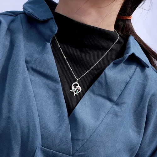 Miniatura 2 de Bolelis Collares de plata de ley con colibrí para mujer, chapado en oro, colgante de flor de pájaro adornado con circonita brillante, joyería