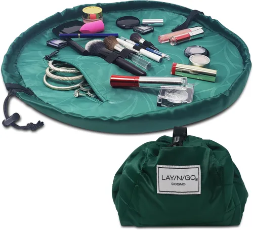 Miniatura 30 de Lay-n-Go Cosmo Layflat - Organizador de cosméticos y maquillaje con cordón y bolsillo con cremallera, bucles para cepillos y más, se ajusta