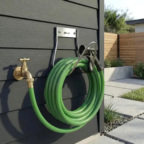 Miniatura 2 de JBscoop Soporte para Manguera de Jardín de Acero Inoxidable Pequeño para Montaje en Pared, Ideal para Agua, Aire, Manguera Hidráulica, Cuerdas