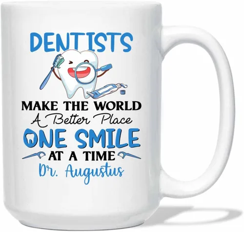 Miniatura 13 de Taza de café blanca personalizada para dentista ortodoncista de 11 onzas, 15 onzas, un dentista verdaderamente genial es difícil de encontrar