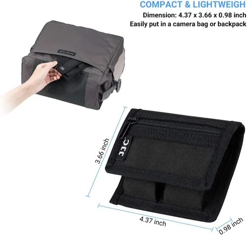 Miniatura 6 de Funda para batería DSLR y tarjeta de memoria (3 bolsillos) – Estuche de almacenamiento para tarjeta SD CF XQD para baterías AA, LP-E6, LP-E10