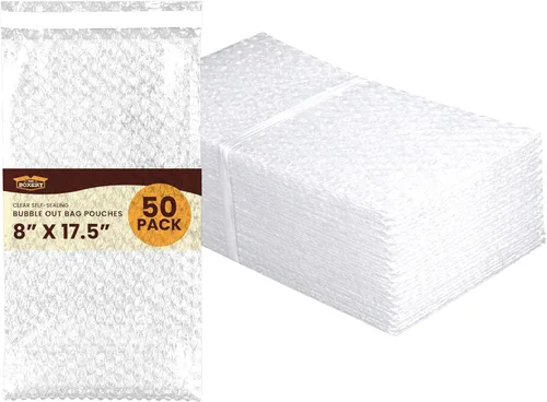 Miniatura 22 de The Boxery 3x5" Clear Self-Sealing Bubble Out Bag Pouches -50 Pack- Bubble Cushion Wrap Bags for Packing, Storage, Moving, and Shipping fragile items